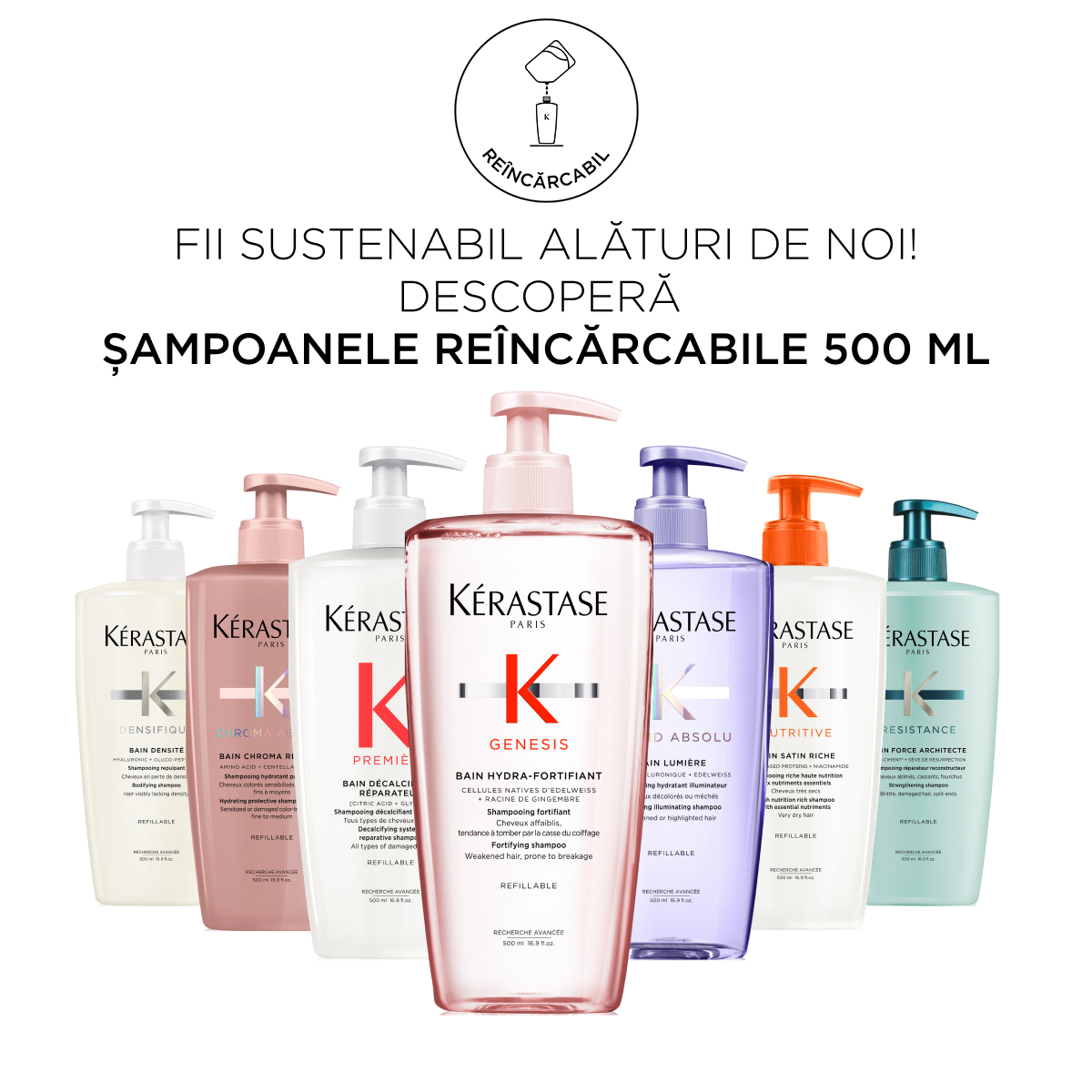 Sampon reincarcabil Kerastase Chroma Absolu Bain Chroma Respect, 500ml