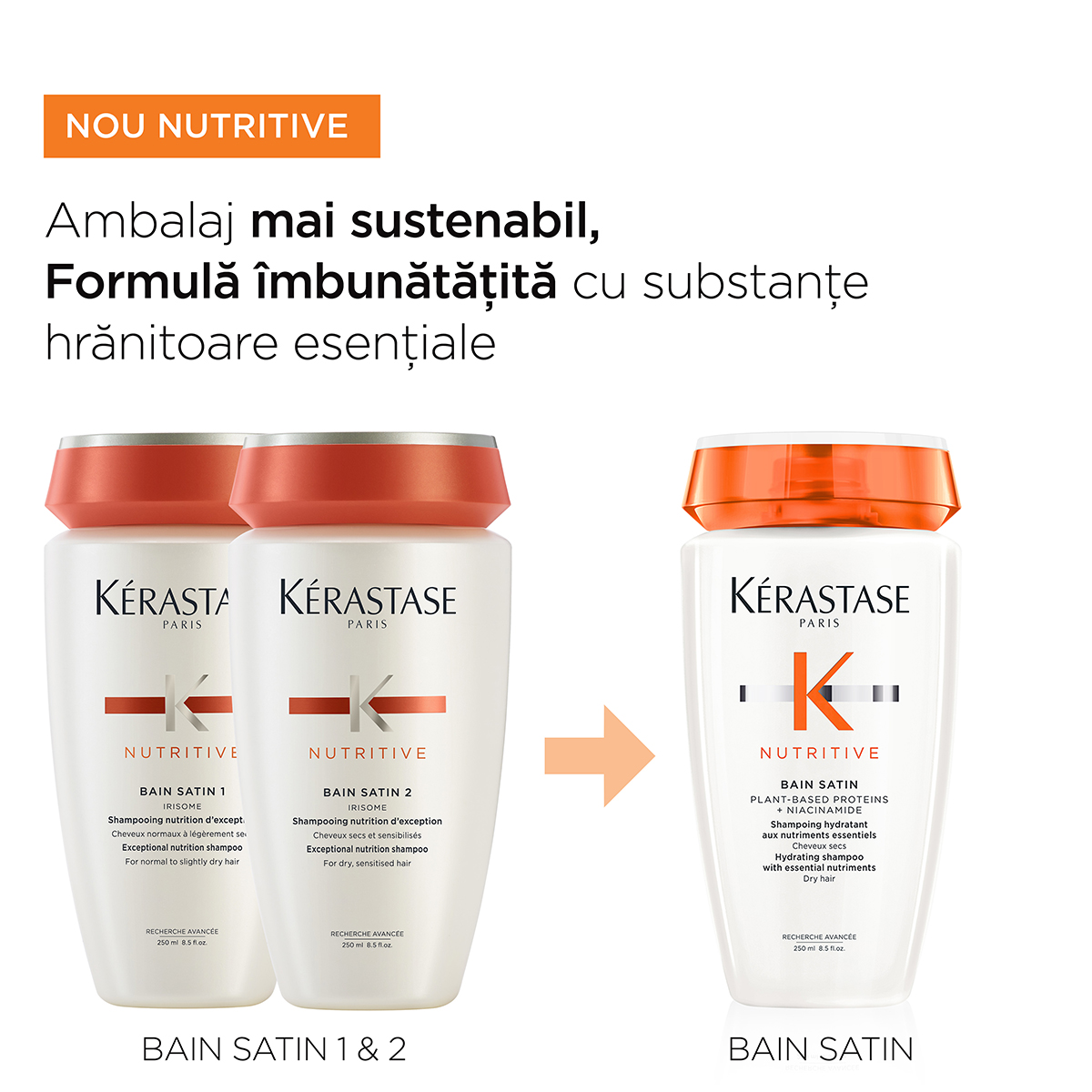 Sampon Kerastase Nutritive Bain Satin hidratant pentru par uscat 250ml