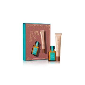 Set de par si buze Moroccanoil Stocking Stuffer The Shine Suite Vanilla Date 2x15ml