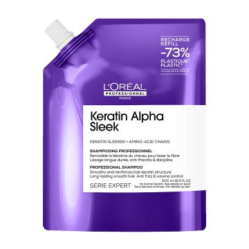 L’Oreal Professionnel Serie Expert Keratin Alpha Sleek Szöszösödés elleni, simító hatású sampon utántöltő 500ml