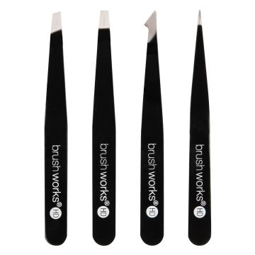 Set Brushworks 4 tipuri de pensete Negru XpertBeauty
