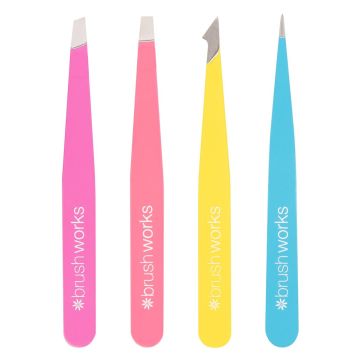 Set Brushworks 4 tipuri de pensete Neon XpertBeauty