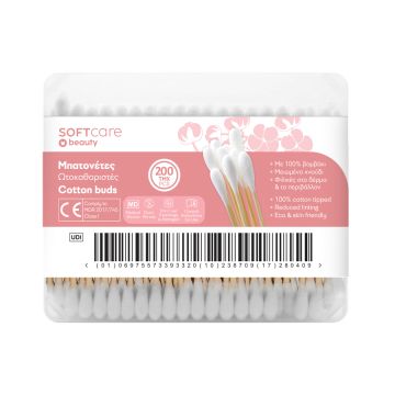 Betisoare bumbac Bournas Medicals Soft Care Cotton buds 200buc. XpertBeauty