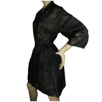 Kimono cosmetic Bournas Medicals Kimono Robe Non-Waven negru 1buc. XpertBeauty