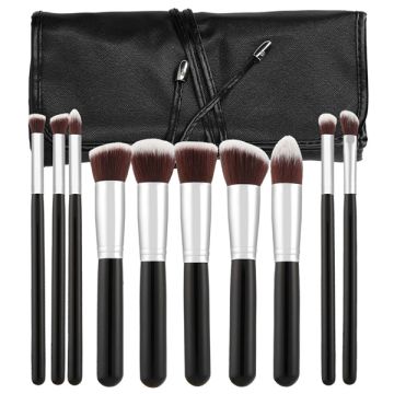 Set 10 pensule Tools4Beauty negru&argintiu cu husa
