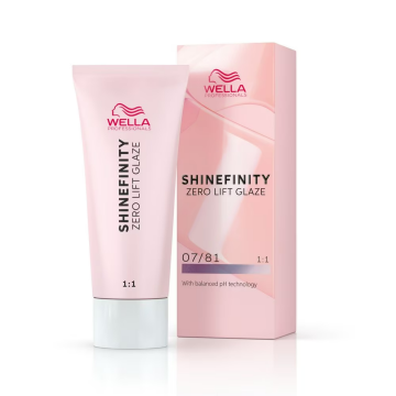 Vopsea de par demi-permanenta Wella Professionals Shinefinity Zero Lift Glaze 07/81 Smoky Opal blond mediu cenusiu perlat, 60ml