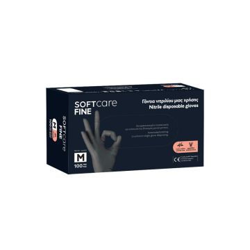 Manusi Bournas Medicals Soft Care Fine Nitrile Gloves nepudrate negru M 100buc. Xpert Beauty