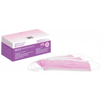 Masca medicala Bournas Medicals Soft Care prevention Protection Face Mask Pink 3 straturi tip 2 roz 50buc. Xpert Beauty