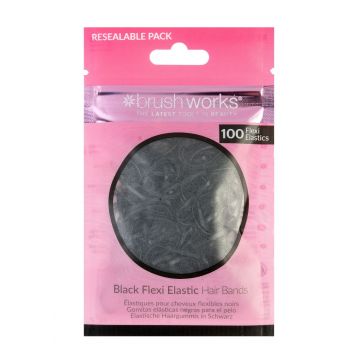 Комплект Черни Ластици за Коса Brushworks 100бр.