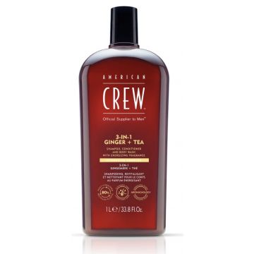 Sampon, Balsam de par, Gel de dus American Crew 3-in-1 Energizing Ginger + Tea Men 1000ml