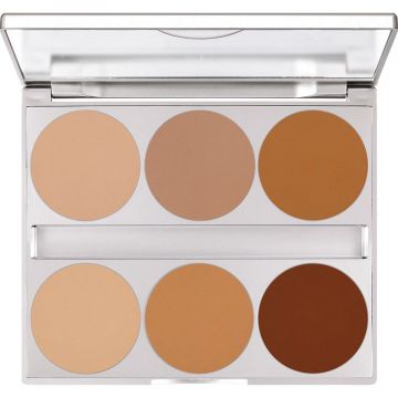 Paleta pudra compacta Kryolan Dual Finish 6 nuante, Contouring, 10g