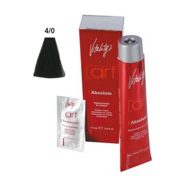 Vopsea permanenta de par Vitality's Art Absolute cu amoniac 4.0 Castaniu 100 ml