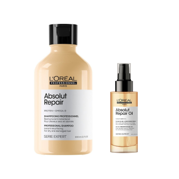 Set L’Oreal Professionnel Serie Expert Absolut Repair Duo, pentru par deteriorat, 300ml+90ml