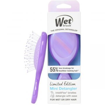 Perie de par Wet Brush Mini Original Detangler Prisma Glow pentru descurcare Mov Xpert Beauty