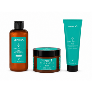 Pachet Vitality's Care & Style Ricci Trio, pentru par cret, 250ml+200ml+150ml