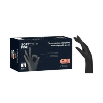 Manusi Bournas Medicals Soft Care Fine Nitrile Gloves nepudrate negru S 100buc. Xpert Beauty