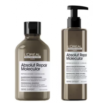 Set L’Oreal Professionnel Serie Expert Absolut Repair Molecular Duo, pentru par deteriorat, 1x300ml+1x250ml