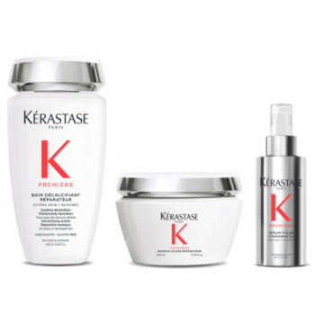 Set Kerastase Premiere Bain Decalcifiant Reparateur Trio, pentru par deteriorat, 250ml+200ml+90ml