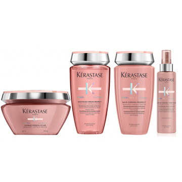 Set Kerastase Chroma Absolu Quatro pentru par vopsit, fin si mediu, 2x250ml+200ml+150ml