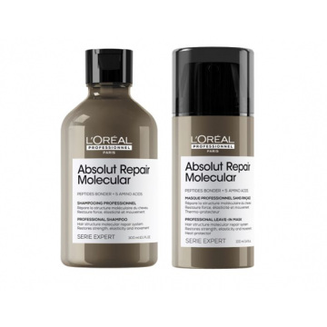 Set L’Oreal Professionnel Serie Expert Absolut Repair Molecular Duo, pentru par deteriorat, 300ml+100ml