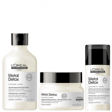 Set L’Oreal Professionnel Serie Expert Metal Detox Trio, pentru detoxifierea parului, 300ml+250ml+50ml