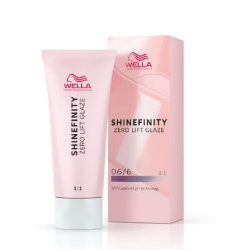 Vopsea de par demi-permanenta Wella Professionals Shinefinity Zero Lift Glaze 06/6 Cherry Wine blond inchis violet, 60ml